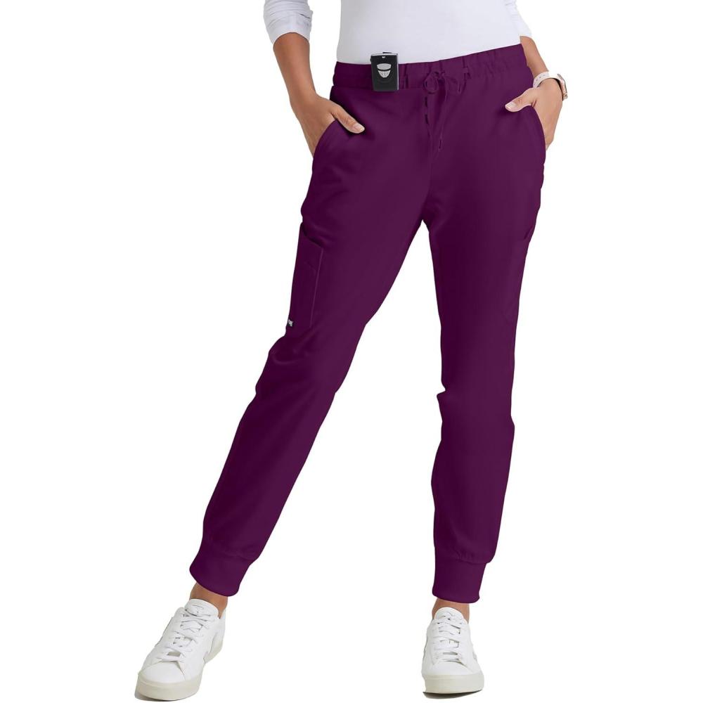 imageBARCO Greys Anatomy Scrubs  Kira Scrub Jogger for Women Yoga Style MidRise Soft Touch Fabric Womens Scrub PantWine