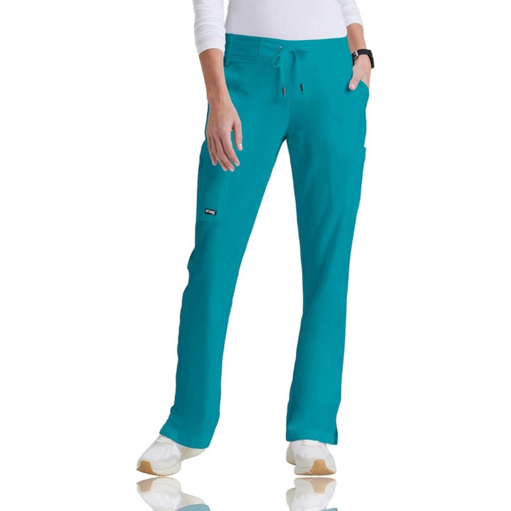 imageBARCO Greys Anatomy Scrubs  Mia Scrub Pant for Women Elastic Back Waist MidRise Shaped Leg Womens Scrub PantTeal