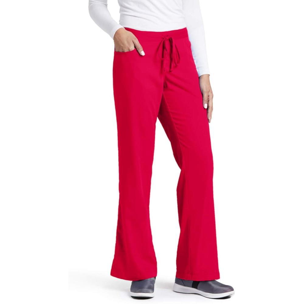 imageBARCO Greys Anatomy Womens Riley Pant Easy Care Medical Scrub Pant w 5 Pockets amp Flared LegScarlet Red