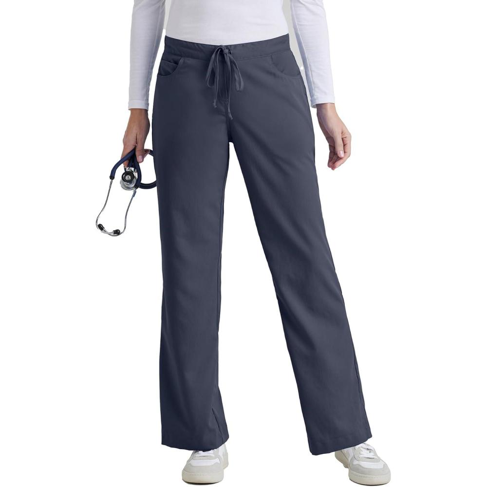 imageBARCO Greys Anatomy Womens Riley Pant Easy Care Medical Scrub Pant w 5 Pockets amp Flared LegSteel