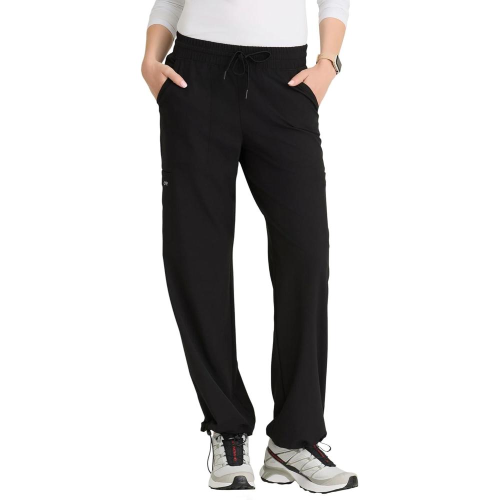 imageBARCO One Bounce Classic Fit Convertible Scrub Pant for Women  6Pocket MidRise Straight Leg with 360 Spandex StretchBlack