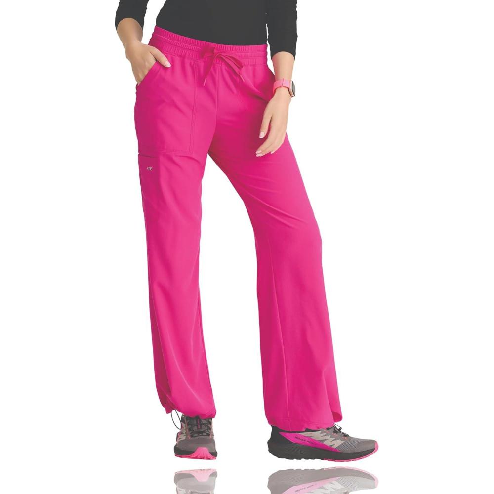 imageBARCO One Bounce Classic Fit Convertible Scrub Pant for Women  6Pocket MidRise Straight Leg with 360 Spandex StretchPrestige Pink