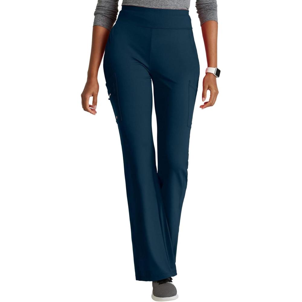 imageBARCO One Performance Knit Sprint Scrub Pant for Women  7Pocket HighRise Yoga Pants with 360 Spandex StretchSteel