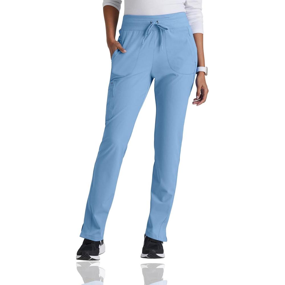 imageBARCO One Uplift Classic Fit Tapered Leg Scrub Pant for Women  5Pocket MidRise Scrub Bottoms with 360 Spandex StretchCiel Blue