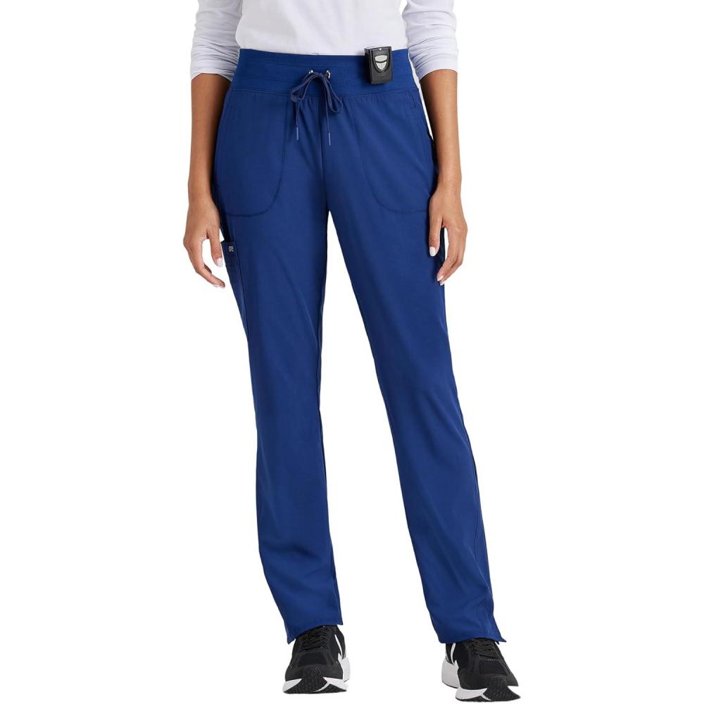 imageBARCO One Uplift Classic Fit Tapered Leg Scrub Pant for Women  5Pocket MidRise Scrub Bottoms with 360 Spandex StretchIndigo Navy
