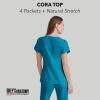 BARCO Grey’s Anatomy Scrubs – Cora Scrub Top for Women, Crossover V-Neck, Fitted Back Super-Soft Women’s Scrub Top(Bahama)