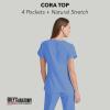 BARCO Grey’s Anatomy Scrubs – Cora Scrub Top for Women, Crossover V-Neck, Fitted Back Super-Soft Women’s Scrub Top(Ciel Blue)
