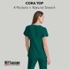 BARCO Grey’s Anatomy Scrubs – Cora Scrub Top for Women, Crossover V-Neck, Fitted Back Super-Soft Women’s Scrub Top(Hunter Green)