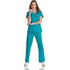 BARCO Grey’s Anatomy Scrubs – Cora Scrub Top for Women, Crossover V-Neck, Fitted Back Super-Soft Women’s Scrub Top(Teal)