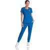 BARCO Grey’s Anatomy Scrubs – Kira Scrub Top for Women, V-Neck, Love Printed Zip Pocket Super-Soft Women’s Scrub Top(New Royal)