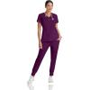 BARCO Grey’s Anatomy Scrubs – Kira Scrub Top for Women, V-Neck, Love Printed Zip Pocket Super-Soft Women’s Scrub Top(Wine)