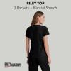 BARCO Grey’s Anatomy Scrubs – Riley Scrub Top for Women, V-Neck Super-Soft Women’s Scrub Top(Black)