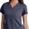 BARCO Grey’s Anatomy Scrubs – Riley Scrub Top for Women, V-Neck Super-Soft Women’s Scrub Top(Steel)
