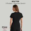 BARCO Grey’s Anatomy Spandex Stretch Direct – Bolt Scrub Top for Women, V-Neck Women’s Scrub Top(Black)