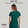 BARCO Grey’s Anatomy Spandex Stretch Direct – Bolt Scrub Top for Women, V-Neck Women’s Scrub Top(Hunter Green)