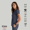 BARCO Grey’s Anatomy Spandex Stretch Direct – Bolt Scrub Top for Women, V-Neck Women’s Scrub Top(Steel)