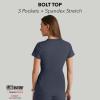 BARCO Grey’s Anatomy Spandex Stretch Direct – Bolt Scrub Top for Women, V-Neck Women’s Scrub Top(Steel)