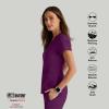 BARCO Grey’s Anatomy Spandex Stretch Direct – Bolt Scrub Top for Women, V-Neck Women’s Scrub Top(Wine)