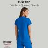 BARCO Grey’s Anatomy Spandex Stretch Direct – Rush Scrub Top for Women, Snap Collar Women’s Scrub Top(New Royal)