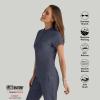BARCO Grey’s Anatomy Spandex Stretch Direct – Rush Scrub Top for Women, Snap Collar Women’s Scrub Top(Steel)