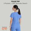 BARCO ONE Women’s Pulse Scrub Top, Sporty V-Neck Medical Top w/ 4-Way Stretch & 5 Pockets(Ciel Blue)