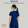 BARCO ONE Women’s Pulse Scrub Top, Sporty V-Neck Medical Top w/ 4-Way Stretch & 5 Pockets(Indigo (Navy))