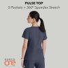 BARCO ONE Women’s Pulse Scrub Top, Sporty V-Neck Medical Top w/ 4-Way Stretch & 5 Pockets(Steel)