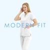 BARCO ONE Women’s Pulse Scrub Top, Sporty V-Neck Medical Top w/ 4-Way Stretch & 5 Pockets(White)