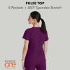 BARCO ONE Women’s Pulse Scrub Top, Sporty V-Neck Medical Top w/ 4-Way Stretch & 5 Pockets(Wine)