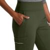 BARCO One Performance Knit Sprint Scrub Pant for Women – 7-Pocket, High-Rise Yoga Pants with 360 Spandex Stretch(Olive)