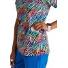 BARCO One Printed Scrub Top for Women – 4-Pocket, Moisture-Wicking V-Neck Shirt with 360 Spandex Stretch(Electric Zebra)