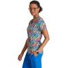 BARCO One Printed Scrub Top for Women – 4-Pocket, Moisture-Wicking V-Neck Shirt with 360 Spandex Stretch(Electric Zebra)