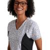BARCO One Printed Scrub Top for Women – 4-Pocket, Moisture-Wicking V-Neck Shirt with 360 Spandex Stretch(Magnetic Rouse)