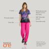 BARCO One Printed Scrub Top for Women – 4-Pocket, Moisture-Wicking V-Neck Shirt with 360 Spandex Stretch(Pink Luminescene)
