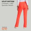 BARCO One Uplift Classic Fit Tapered Leg Scrub Pant for Women – 5-Pocket, Mid-Rise Scrub Bottoms with 360 Spandex Stretch(Neon Flame)