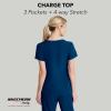BARCO Skechers Vitality Charge Scrub Top for Women – V-Neck Medical Top, 4-Way Stretch Women’s Scrub Top(Navy)