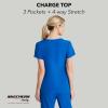 BARCO Skechers Vitality Charge Scrub Top for Women – V-Neck Medical Top, 4-Way Stretch Women’s Scrub Top(New Royal)
