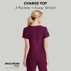 BARCO Skechers Vitality Charge Scrub Top for Women – V-Neck Medical Top, 4-Way Stretch Women’s Scrub Top(Wine)