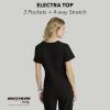 BARCO Skechers Vitality Electra Classic Fit Scrub Top for Women’s 3-Pocket V-Neck Top with Moisture Wicking Fabric(Black)
