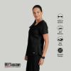 Grey’s Anatomy Women’s Two Pocket V-Neck Scrub Top with Shirring Back(Black)