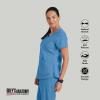 Grey’s Anatomy Women’s Two Pocket V-Neck Scrub Top with Shirring Back(Ciel Blue)