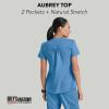 Grey’s Anatomy Women’s Two Pocket V-Neck Scrub Top with Shirring Back(Ciel Blue)
