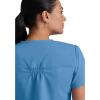 Grey’s Anatomy Women’s Two Pocket V-Neck Scrub Top with Shirring Back(Ciel Blue)