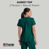 Grey’s Anatomy Women’s Two Pocket V-Neck Scrub Top with Shirring Back(Hunter Green)
