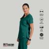 Grey’s Anatomy Women’s Two Pocket V-Neck Scrub Top with Shirring Back(Hunter Green)