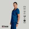 Grey’s Anatomy Women’s Two Pocket V-Neck Scrub Top with Shirring Back(Indigo)