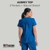 Grey’s Anatomy Women’s Two Pocket V-Neck Scrub Top with Shirring Back(New Royal)
