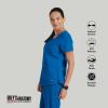 Grey’s Anatomy Women’s Two Pocket V-Neck Scrub Top with Shirring Back(New Royal)