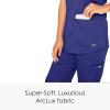 Grey’s Anatomy Women’s Two Pocket V-Neck Scrub Top with Shirring Back(Purple Rain)