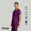 Grey’s Anatomy Women’s Two Pocket V-Neck Scrub Top with Shirring Back(Wine)